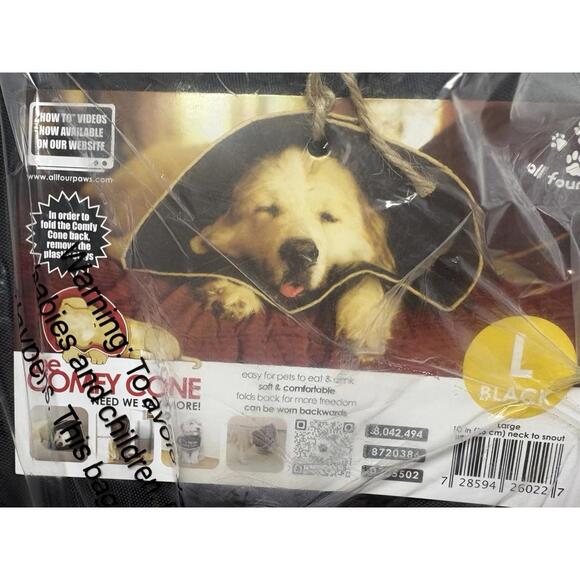 The Comfy Cone Soft Recovery Collar by All Four Paws for Dogs Black Size Large - Picture 2 of 9